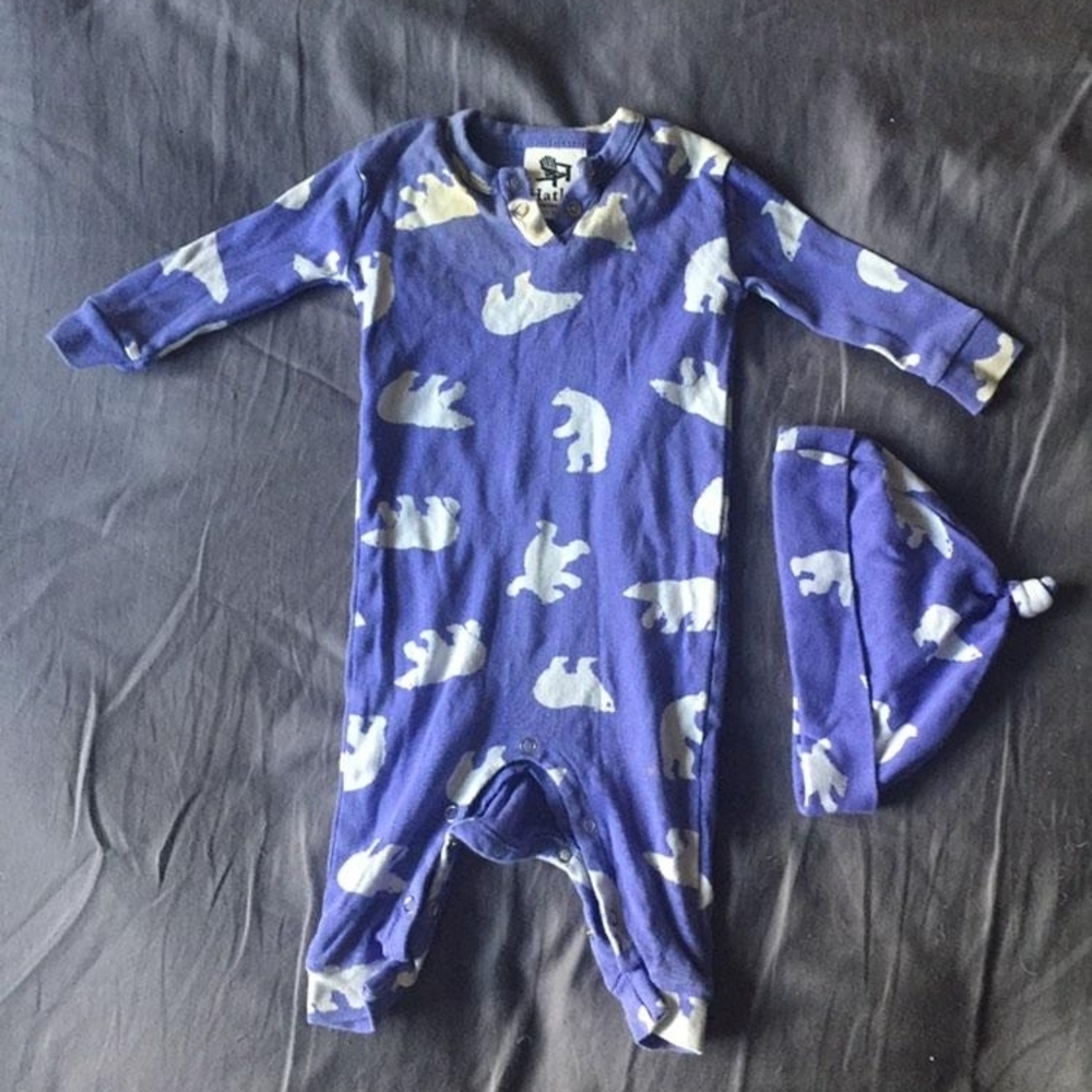 Blue Bear Print Kids One Piece